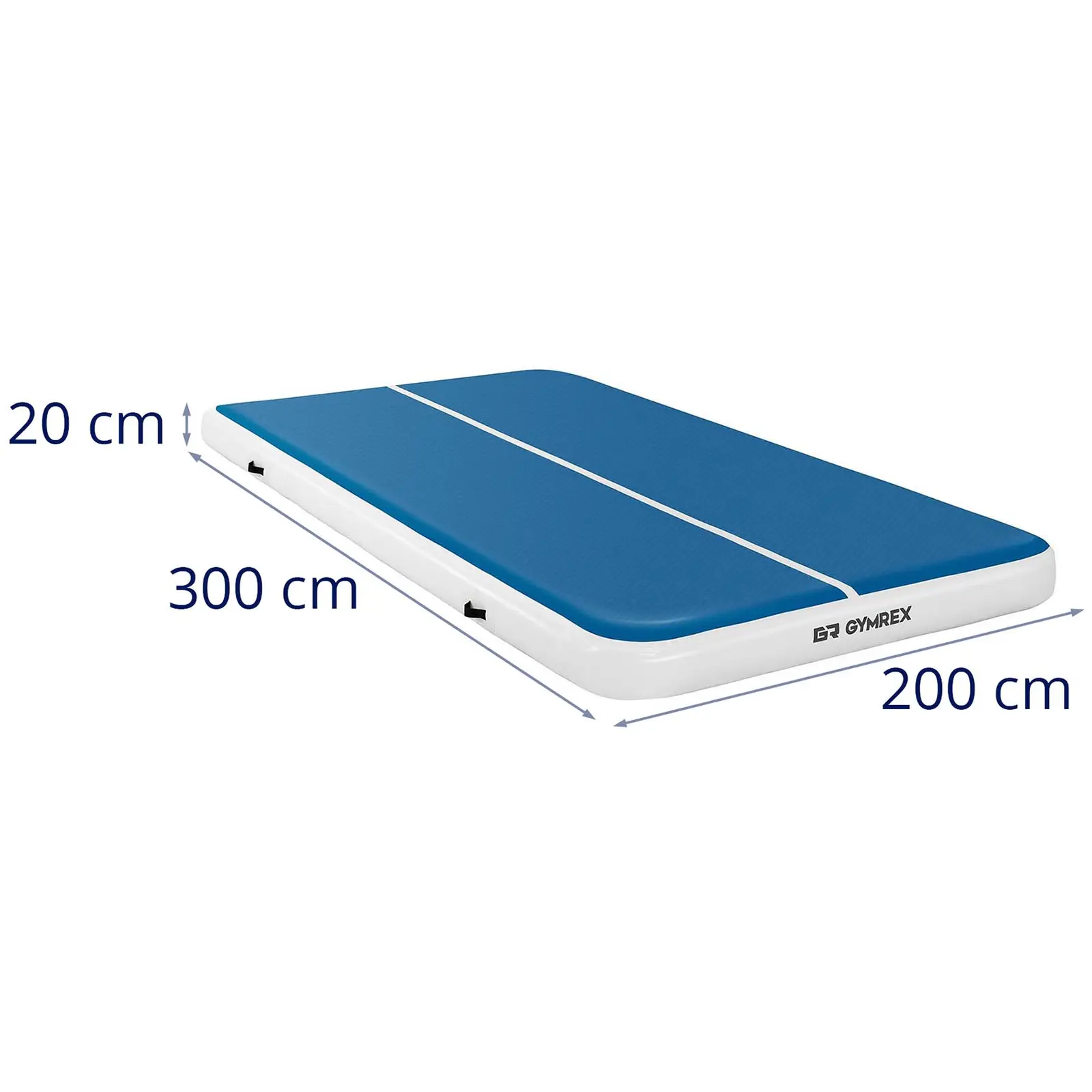Φουσκωτό στρωματάκι γυμναστικής - 300 x 200 x 20 cm - 300 kg - μπλε/λευκό
